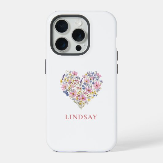 オーダーメイドの野の花ハートネーム iPhoneケース (裏面)