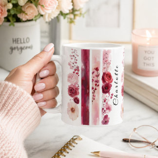 オーダーメイドの野の花マグ コーヒーマグカップ