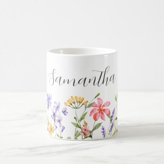 オーダーメイドの野の花 フラワー コーヒーマグカップ (中央)