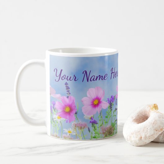 オーダーメイドの野の花 フラワー コーヒーマグ コーヒーマグカップ (ドーナツ)