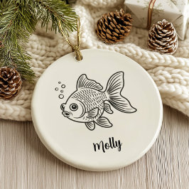 オーダーメイドの金魚クリスマス セラミックオーナメント