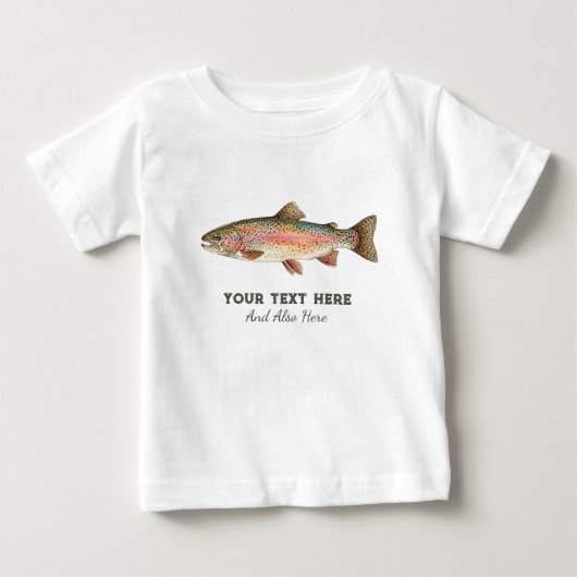 オーダーメイドの釣り好き - ニジマス釣りデザイン ベビーTシャツ (正面)