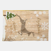 オーダーメイドの雌鹿のクリスマスボール キッチンタオル (横)