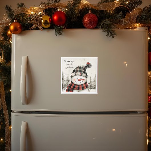 オーダーメイドの雪だるまのクリスマス＋家族の名前 マグネット