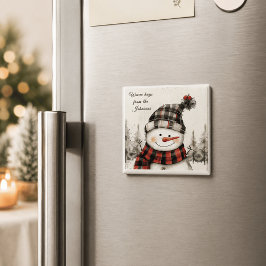 オーダーメイドの雪だるまのクリスマス+家族の名前 マグネット
