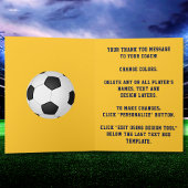 オーダーメイドの青いサッカーコーチのお礼カード カード