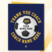 オーダーメイドの青いサッカーコーチのお礼カード カード