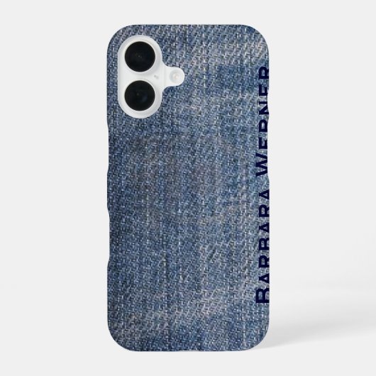 オーダーメイドの青いジーンズ iPhone 16ケース (裏面)