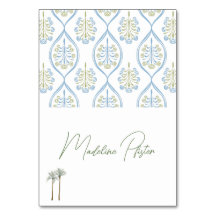 オーダーメイドの青と緑の結婚式パームツリー テーブル番号