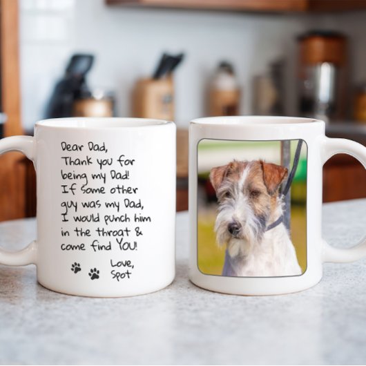 オーダーメイドの面白い犬の父の写真 コーヒーマグカップ