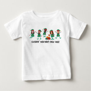 オーダーメイドの面白い顔の写真 クリスマスエルフ ベビーTシャツ