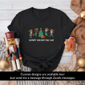 オーダーメイドの面白い顔の写真 クリスマスエルフ Tシャツ