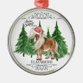 オーダーメイドの馬の水彩クリスマス メタルオーナメント (正面)
