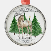 オーダーメイドの馬の水彩クリスマス メタルオーナメント (正面)