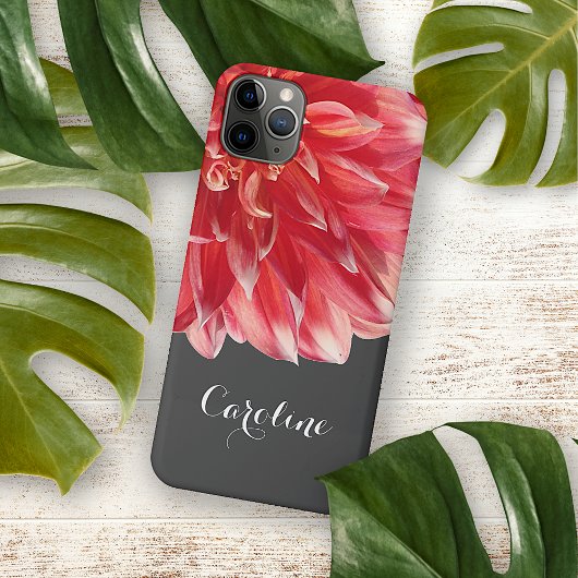 オーダーメイドの高級な珊瑚赤のダリア Case-Mate iPhoneケース