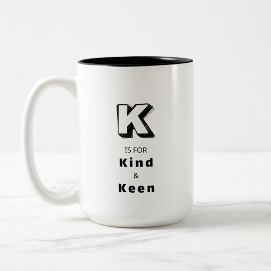オーダーメイドの高級ほめ言葉マグカップ Kind K ツートーンマグカップ (左)