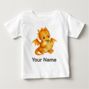 オーダーメイドの魔法のドラゴンがホタルを持つ瓶 ベビーTシャツ