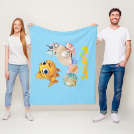 オーダーメイドの魚のブランケット|カスタムネームオーシャン フリースブランケット