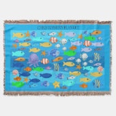 オーダーメイドの魚柄スロー スローブランケット (正面)