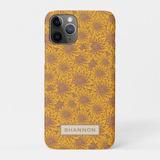 オーダーメイドの黄色いひまわりの模様のiPhoneケース Case-Mate iPhoneケース (裏)
