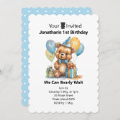 オーダーメイドの1歳誕生日バルーン 招待状 (正面/裏面)