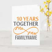 オーダーメイドの10周年記念 Mr. and Mrs. カード (黄色い花)