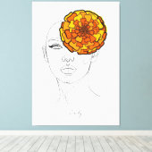 オーダーメイドの10月誕生花肖像画 キャンバスプリント (インサイチュ (ウッドフロア))