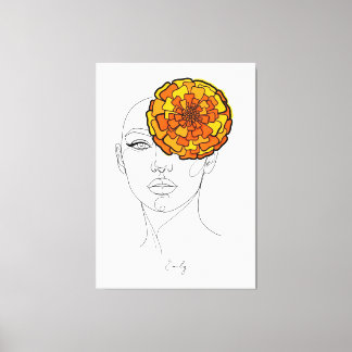 オーダーメイドの10月誕生花肖像画 キャンバスプリント