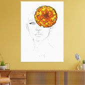 オーダーメイドの10月誕生花肖像画 キャンバスプリント (インサイチュ (リビング))