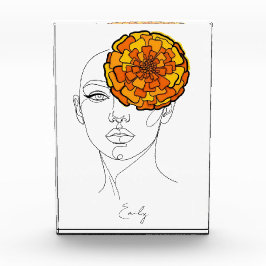 オーダーメイドの10月誕生花肖像画 フォトブロック