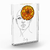 オーダーメイドの10月誕生花肖像画 フォトブロック (左)