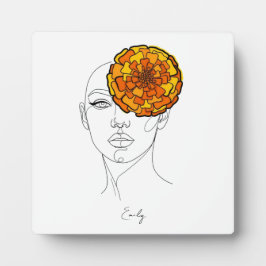 オーダーメイドの10月誕生花肖像画 フォトプラーク