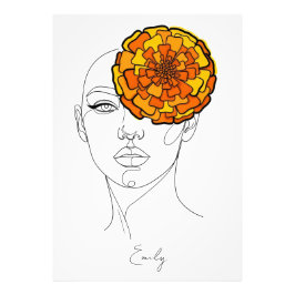 オーダーメイドの10月誕生花肖像画 フォトプリント           