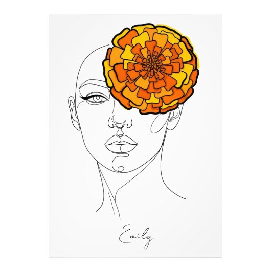 オーダーメイドの10月誕生花肖像画 フォトプリント            (正面)