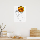 オーダーメイドの10月誕生花肖像画 ポスター (キッチン)