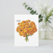 オーダーメイドの10月 マリーゴールド 誕生日ギフト ポストカード (スタンド正面)