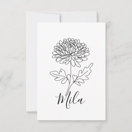 オーダーメイドの11月誕生花　菊 サンキューカード (正面)