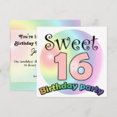 オーダーメイドの16歳の誕生日パーティー招待状 招待状 (正面/裏面)