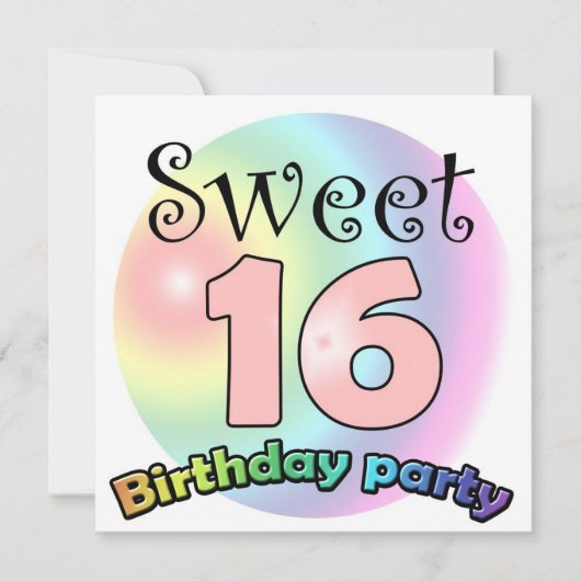 オーダーメイドの16歳の誕生日パーティー招待状 招待状 (正面)