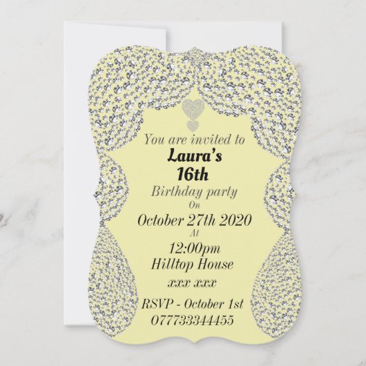 オーダーメイドの16歳誕生日パーティー招待状 招待状 (正面)