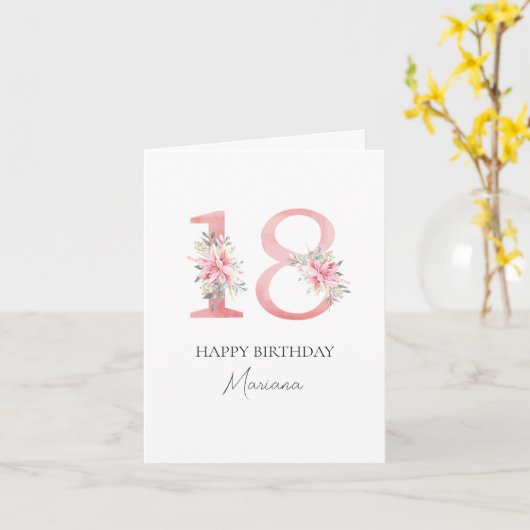 オーダーメイドの18歳の誕生日カード カード (黄色い花)