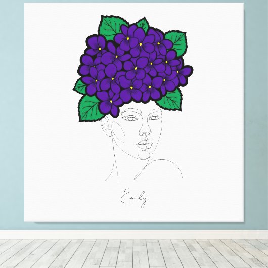 オーダーメイドの2月の誕生花クラウンハートアート キャンバスプリント (インサイチュ (ウッドフロア))