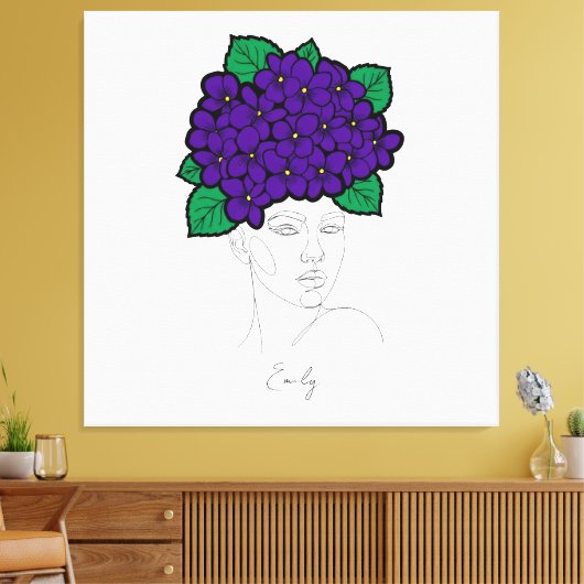 オーダーメイドの2月の誕生花クラウンハートアート キャンバスプリント (インサイチュ (リビング))