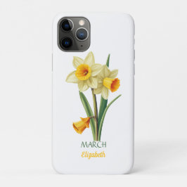 オーダーメイドの3月の誕生花 水仙デザイン iPhone 11 PROケース