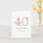 オーダーメイドの40歳の誕生日カード カード (黄色い花)
