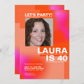 オーダーメイドの40歳誕生日おしゃれな現代的な写真招待状 招待状 (正面/裏面)