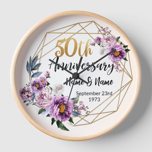 オーダーメイドの50周年記念ギフト 壁時計 (正面)