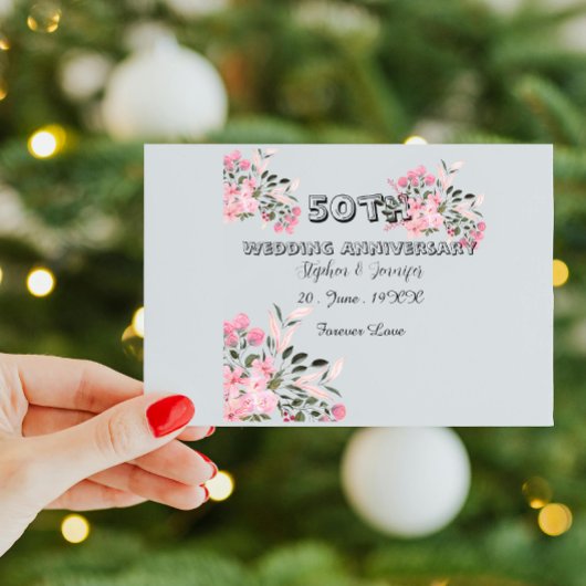 オーダーメイドの50周年 ゴールドの結婚記念カード