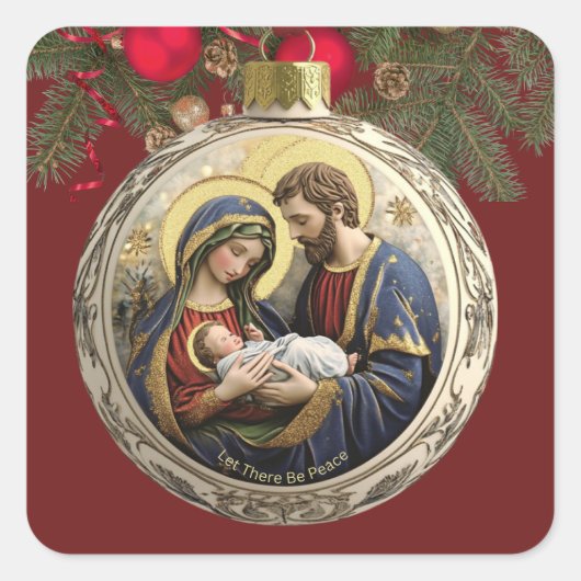 オーダーメイドの『平和のクリスマス』プレゼント スクエアシール (正面)