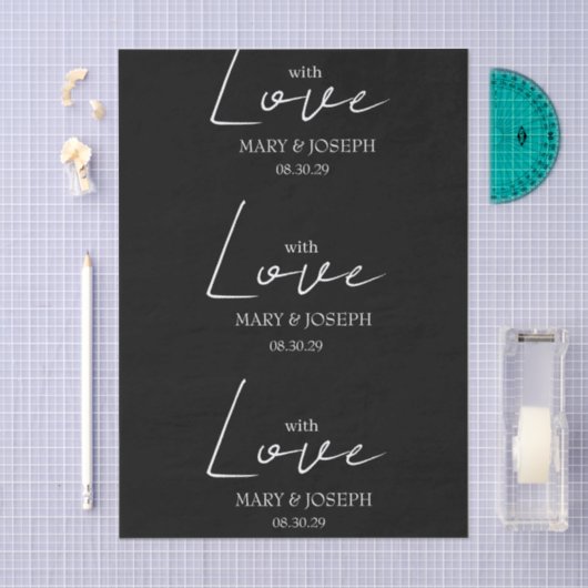 オーダーメイドの「愛を込めて」ウェディング タイポグラフィー ギフト 薄葉紙 (クラフト)